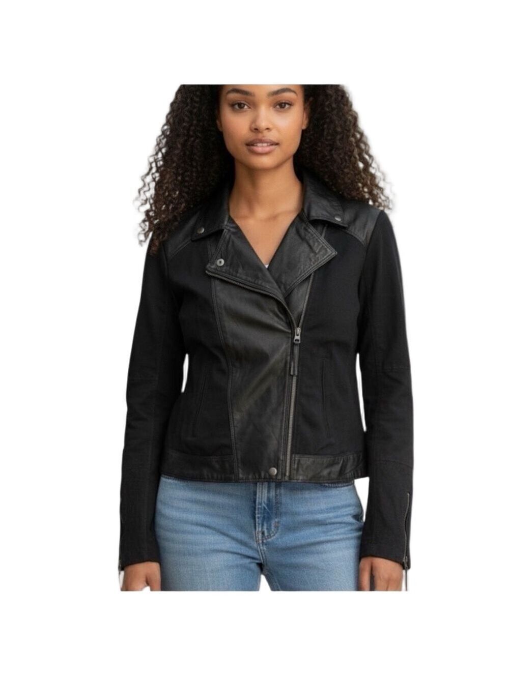Lucky Brand Leather Cotton Moto Jacket XS
